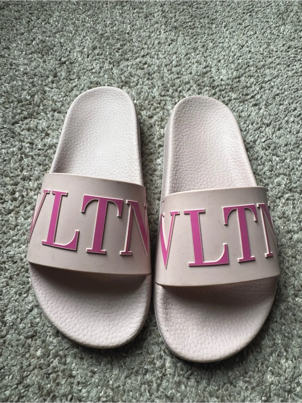 Valentino Pale Pink Slide Sandals with Pink Logo